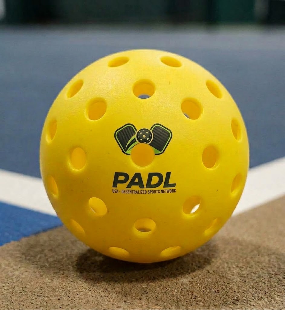 Yellow PADL outdoor ball on a court